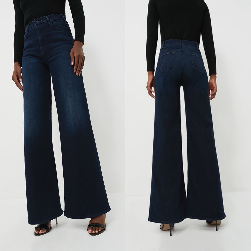 MOTHER Dark Indigo Wide Leg Flare Jeans
